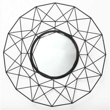 Geometric Mirror In Black 64cm