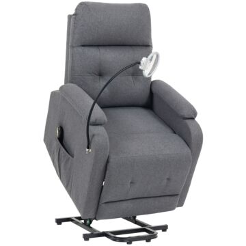 Homcom Electric Rise Recline Armchair, With Reading Light - Grey