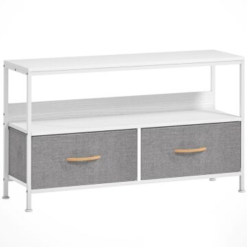 Homcom Tv Stand Cabinet With 2 Foldable Drawers - White