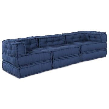 Vidaxl Modular Pouffes 3 Pcs Indigo Fabric