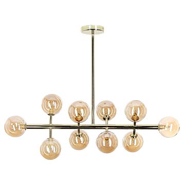 Pendant Lamp Gold Steel And Glass 10 Lights Modern Design Ceiling Light Glam Beliani
