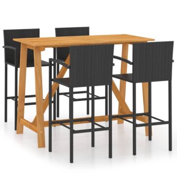 Vidaxl 5 Piece Garden Bar Set Black