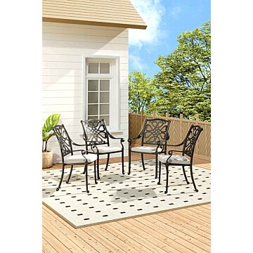 4pcs Aluminum Outdoor Patio Dining Armchair With Cushion