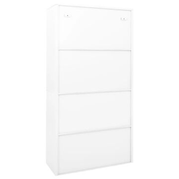 Vidaxl Office Cabinet With Sliding Door White 90x40x180 Cm Steel