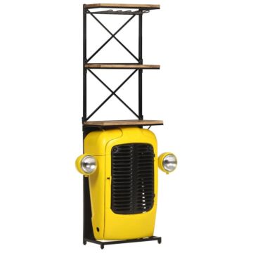 Vidaxl Tractor Wine Cabinet Yellow 49x31x172 Cm Solid Mango Wood