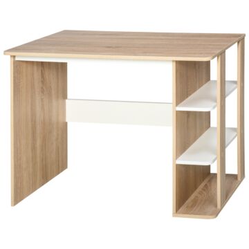 Homcom Computer Desk & 3-tier Side Shelves Wide Table Top Home Furniture Oak
