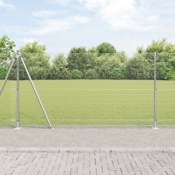 Vidaxl Welded Wire Fence With 13 Flanged Posts 1,2x50 M Galvanised Steel