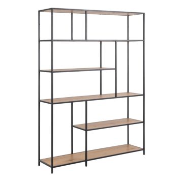 Seaford Bookcase With 1 Drawer And 5 Shelves In Black And Oak