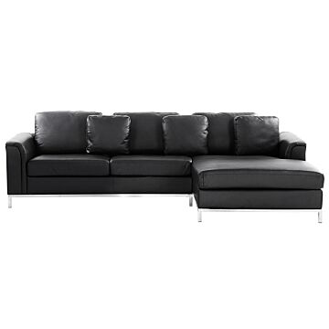 Corner Sofa Black Leather Upholstered L-shaped Left Hand Orientation Beliani