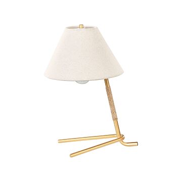 Table Lamp Gold Glass Shade Iron Rod Frame Single Light Modern Design Home Accessories Living Room Beliani