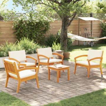Vidaxl 5 Piece Bistro Set With Cushions Solid Wood Acacia