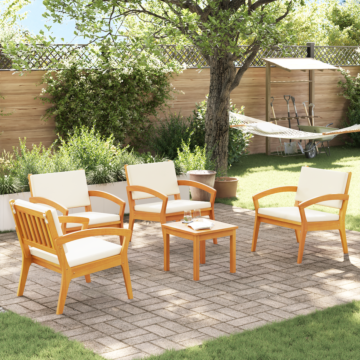 Vidaxl 5 Piece Bistro Set With Cushions Solid Wood Acacia
