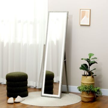 Homcom Full Length Mirror, With Adjustable Outer Light, Grey