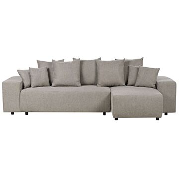 Left Hand Corner Sofa Taupe 3 Seater Extra Scatter Cushions With Storage Modern Living Room Beliani