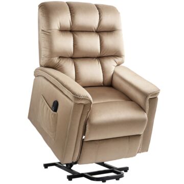 Homcom Velvet-feel Electric Lift Recliner Chair - Brown
