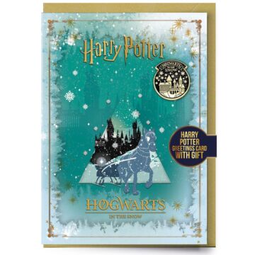 Harry Potter Hogwarts Winter Greetings Card With Badge