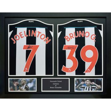 Newcastle United Fc Bruno Guimaraes & Joelinton Signed Shirts (dual Framed)