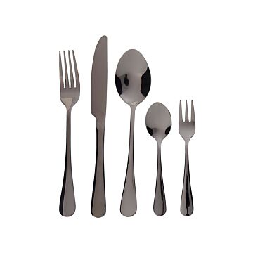 Cutlery Set Black Stainless Steel 30 Pieces For 6 People Knife Spoon Fork Teaspoon Cake Fork Modern Design Beliani
