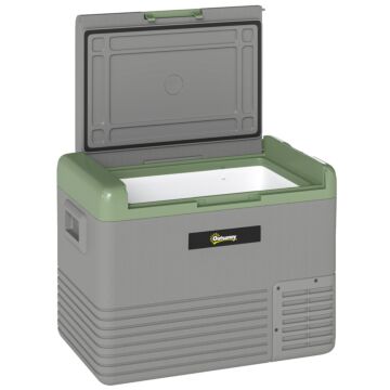 Outsunny 40l Portable Car Refrigerator - Light Green And Grey
