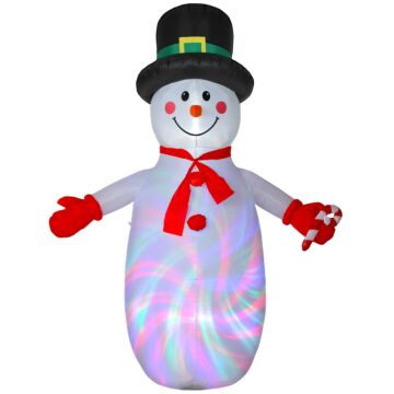 Outsunny 8ft Christmas Inflatable Outdoor Decoration With Dynamic Disco & Led Lights, Self-inflating Christmas Blow Up Snowman For Garden, Indoor Outdoor Home Decor