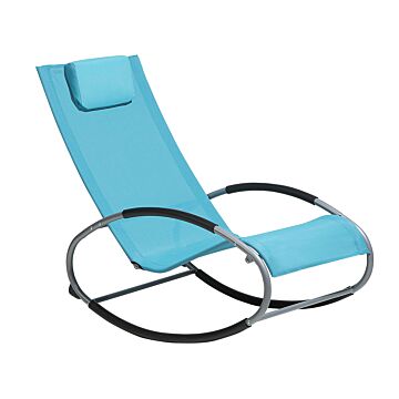 Rocking Sun Lounger Turquoise Blue Steel Runners Garden Rocking Chair With Head Cushion Beliani