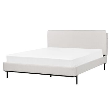 Slatted Bed Frame Light Grey Polyester Fabric Upholstered 5ft3 Eu King Size Modern Design Beliani
