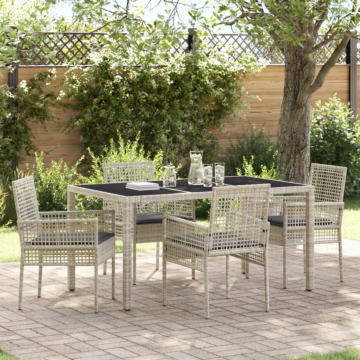Vidaxl 5 Piece Garden Dining Set With Cushions Light Grey Poly Rattan