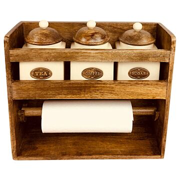 Kitchen Roll Holder With 3 Jars