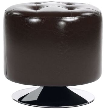Homcom 360° Swivel Foot Stool Round Pu Footstool With Thick Sponge Padding And Solid Steel Base, Brown