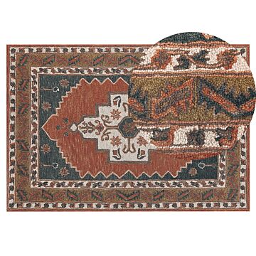 Area Rug Multicolour Wool 140 X 200 Cm Hand Tufted Geometric Oriental Pattern Boho Living Room Bedroom Beliani