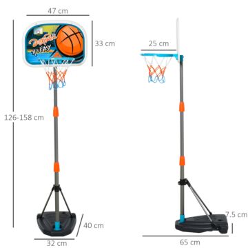 Homcom Kids Height Adjustable Aluminium Basketball Hoop Stand W/ Ball