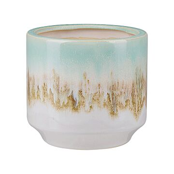 Flower Vase Multicolour Stoneware 15 Cm Home Decor Accessories Round Modern Design Indoor Pot Beliani