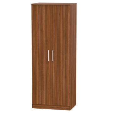 Contrast Tall Double Hanging Wardrobe In Noche Walnut