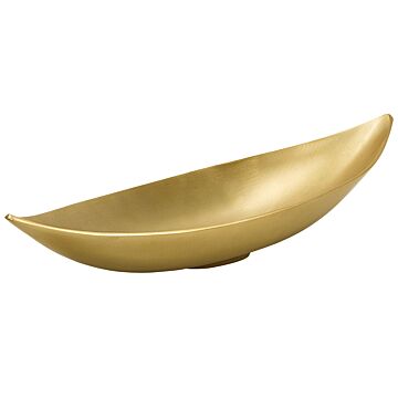 Decorative Bowl Gold Metal Aluminium Leaf Shape Minimalist Glamour Beliani