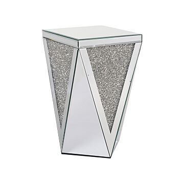 Side Table Silver Glass Mirrored End Bedside Table Glam Design Living Room Bedroom Beliani