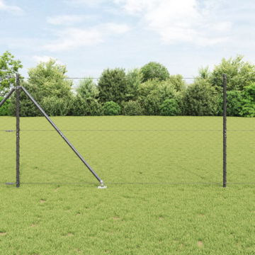 Vidaxl Hexagon Fence Grey 1.2x50 M Steel, Vidaxl Fence Posts With Spike 13 Pcs Ø32 Mm 140 Cm Galvanised Steel