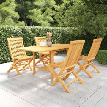 Vidaxl 5 Piece Garden Dining Set Solid Teak Wood