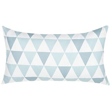 Outdoor Cushion Blue And White 40 X 70 Cm Geometric Triangle Pattern Garden Pillow Indoor Outdoor Beliani