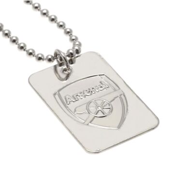 Arsenal Fc Silver Plated Dog Tag & Chain