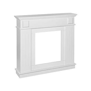 Fireplace Mantel White Mdf 110x26x100 Cm Fireplace Surround Ornated Milled Classic Traditional Living Room Beliani