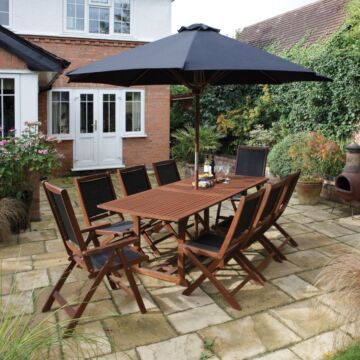 8 Seater Outdoor Dining Set With Parasol - Bali