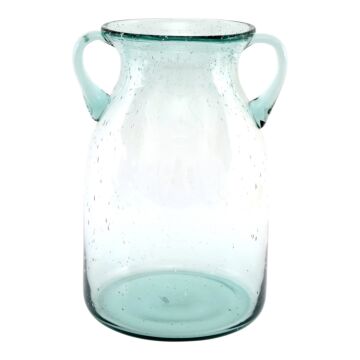 Large Daisy Green Bubble Vase With Handles