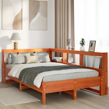 Vidaxl Bookcase Bed Without Mattress Wax Brown 120x190 Cm Solid Wood Pine