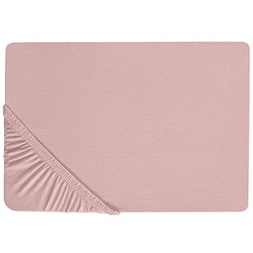 Fitted Sheet Pink Cotton 200 X 200 Cm Solid Pattern Classic Elastic Edging Bedroom Beliani