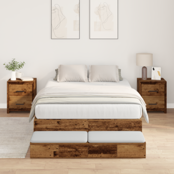 Vidaxl Storage Bed Frame Old Wood Solid Wood 120 X 190 Cm
