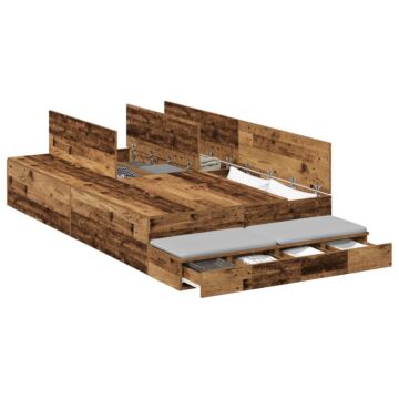 Vidaxl Storage Bed Frame Old Wood Solid Wood 120 X 190 Cm