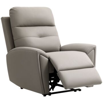 Homcom Recliner Armchair, Manual Reclining Chair With Adjustable Leg Rest And Reclining Functions, Modern Microfibre Overstuffed Lounge Seating For Living Room, Bedroom, Grey