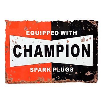 Metal Wall Sign Plaque - Champion Spark Plugs