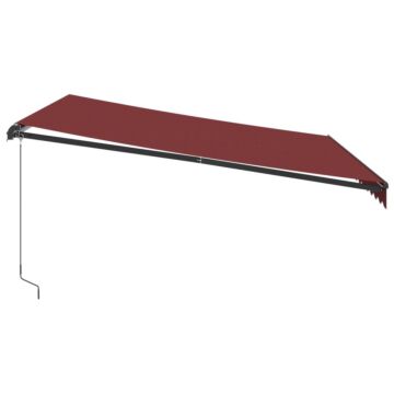 Vidaxl Manual Retractable Awning With Leds Burgundy 400x300 Cm