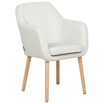 Dining Chair White Velvet Upholstery Wooden Legs With Armrests Classic Style Living Space Furniture Beliani